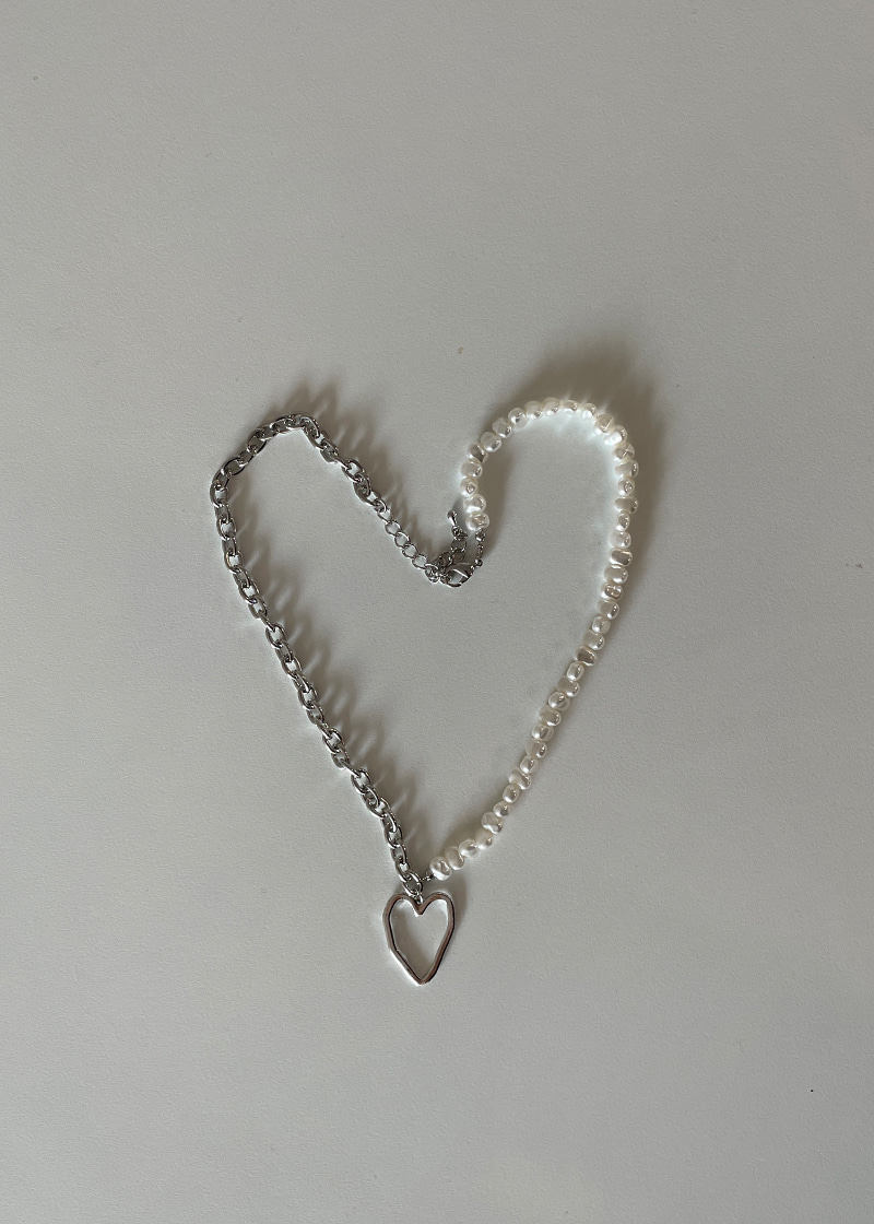 half pearl chain necklace