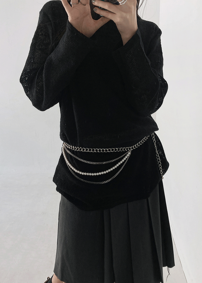 fancy pearl layered belt